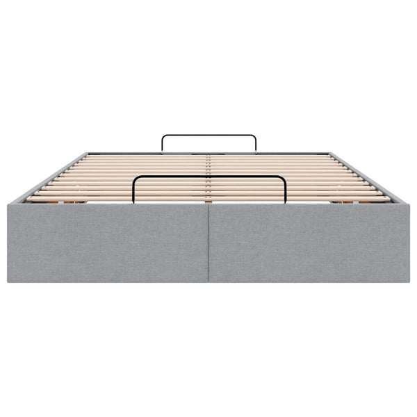 Ottoman Bett 120x200 cm Hellgrau Stoff