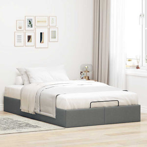 Ottoman Bett 120x200 cm Dunkelgrau Stoff