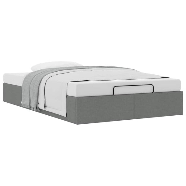 Ottoman Bett 120x200 cm Dunkelgrau Stoff