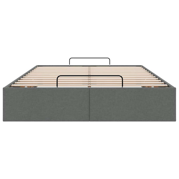 Ottoman Bett 120x200 cm Dunkelgrau Stoff