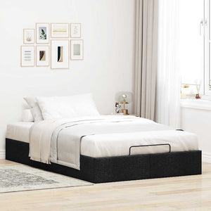 Ottoman Bett 120x200 cm Schwarz Stoff