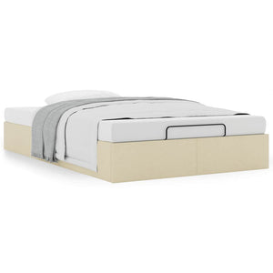 Ottomanbett Creme 120x200 cm Stoff