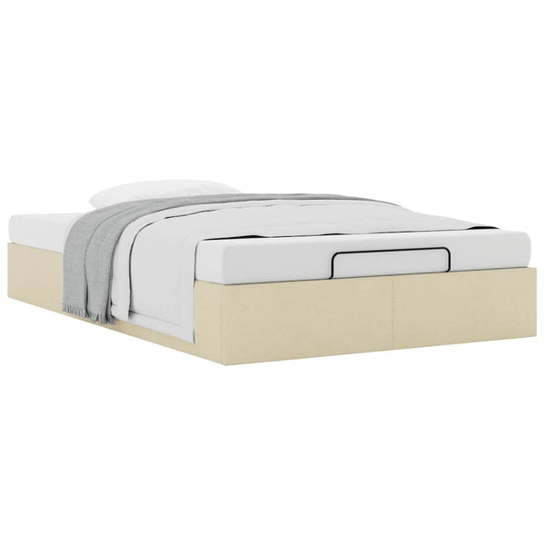 Ottomanbett Creme 120x200 cm Stoff