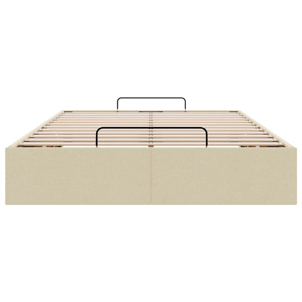 Ottomanbett Creme 120x200 cm Stoff