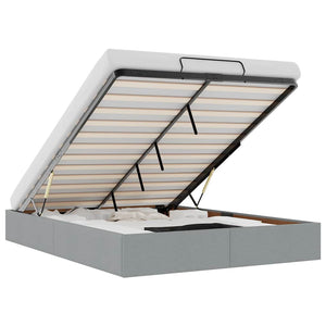 Ottomanbett 140x190 cm Hellgrau Stoff