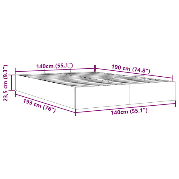 Ottomanbett 140x190 cm Hellgrau Stoff