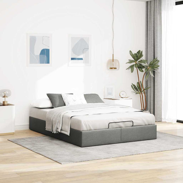 Ottoman Bett Dunkelgrau 140x190 cm