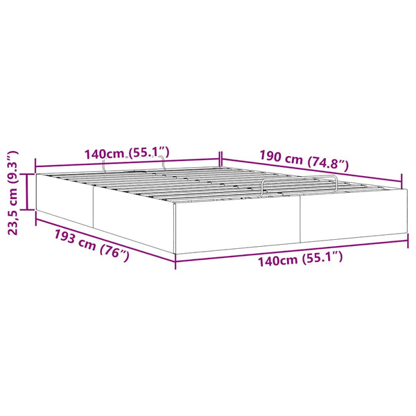 Ottoman Bett Dunkelgrau 140x190 cm