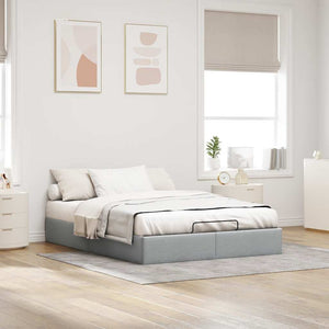 Ottoman Bett 140x200 cm Hellgrau Stoff