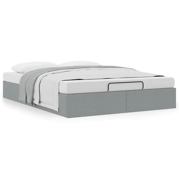 Ottoman Bett 140x200 cm Hellgrau Stoff