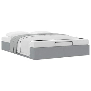 Ottoman Bett 140x200 cm Hellgrau Stoff