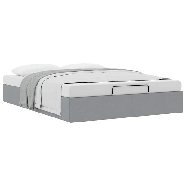Ottoman Bett 140x200 cm Hellgrau Stoff