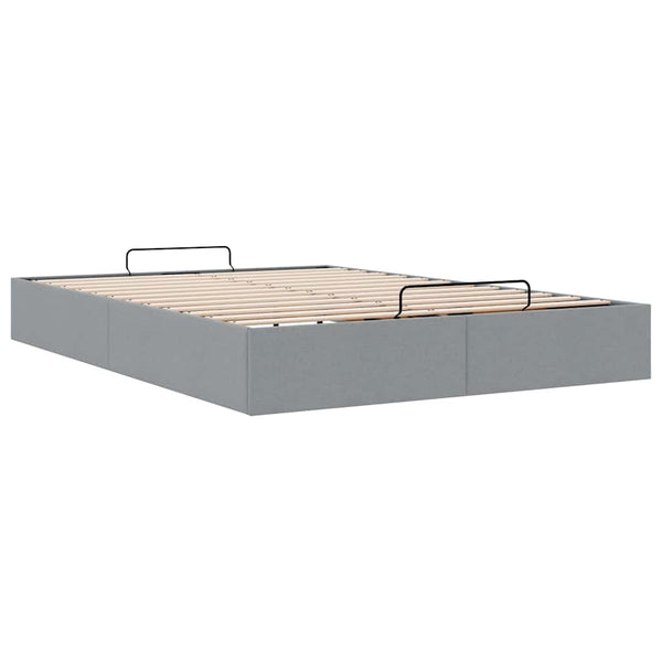 Ottoman Bett 140x200 cm Hellgrau Stoff