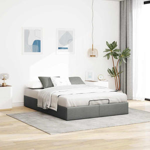 Ottomanbett 140x200 cm Dunkelgrau Stoff