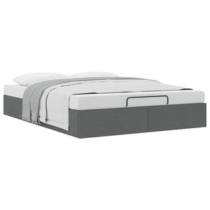 Ottomanbett 140x200 cm Dunkelgrau Stoff