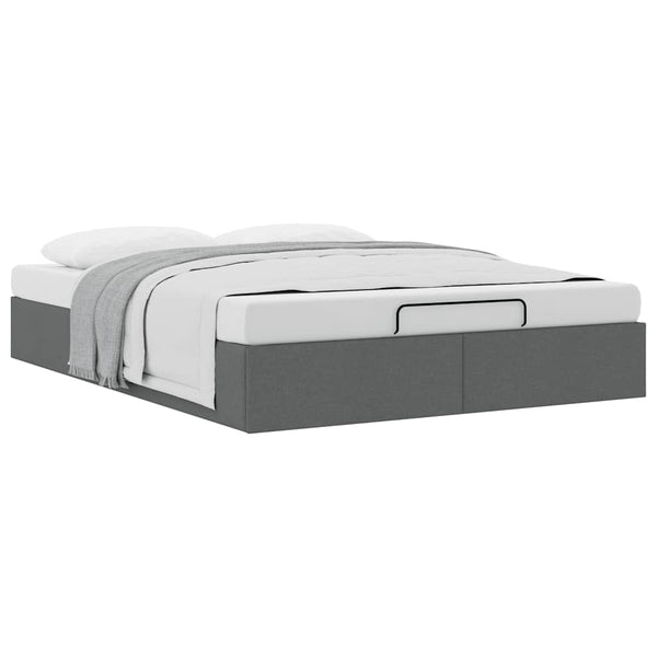 Ottomanbett 140x200 cm Dunkelgrau Stoff