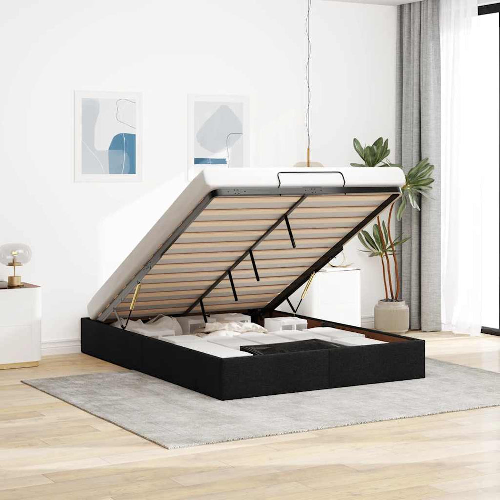 vidaXL Lit coffre sans matelas Noir 140x200 cm Tissu