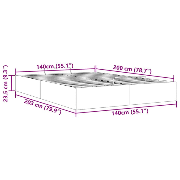 Ottoman Bett 140x200 cm Blau Stoff