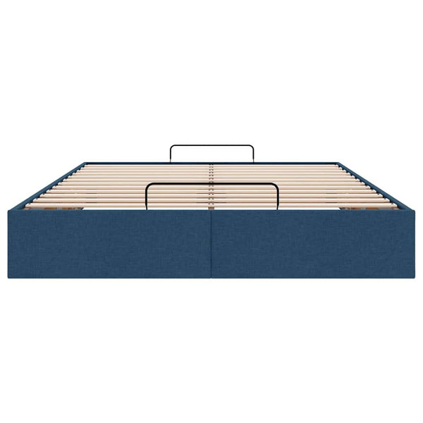 Ottoman Bett 140x200 cm Blau Stoff