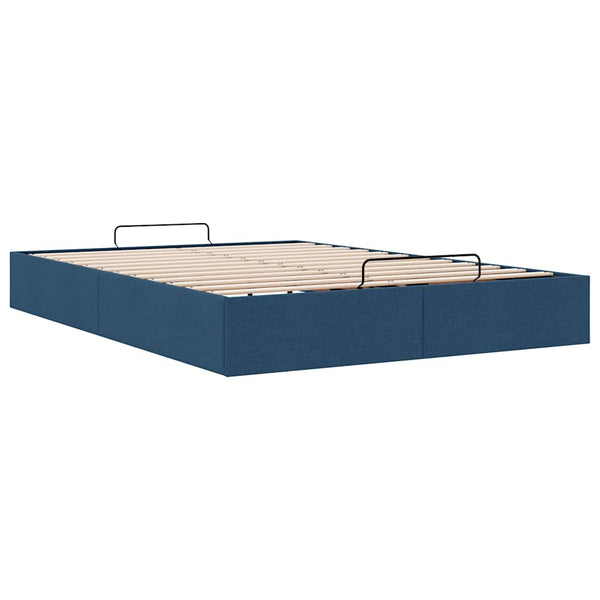 Ottoman Bett 140x200 cm Blau Stoff