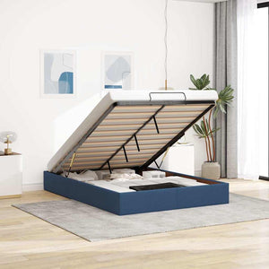 Ottoman Bett 140x200 cm Blau Stoff