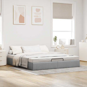 Ottoman Bett 160x200 cm Hellgrau Stoff