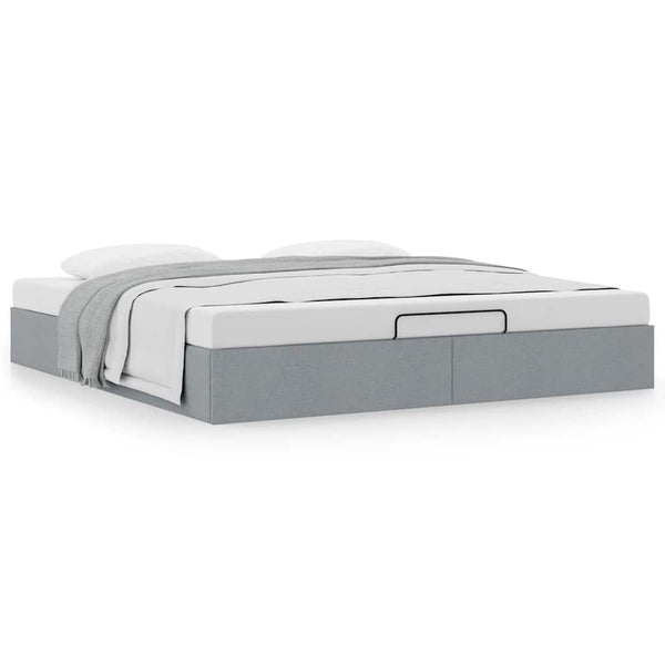 Ottoman Bett 160x200 cm Hellgrau Stoff