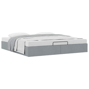 Ottoman Bett 160x200 cm Hellgrau Stoff