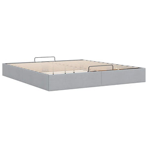 Ottoman Bett 160x200 cm Hellgrau Stoff