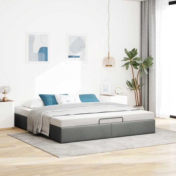 Ottoman Bett 160x200 cm Dunkelgrau Stoff