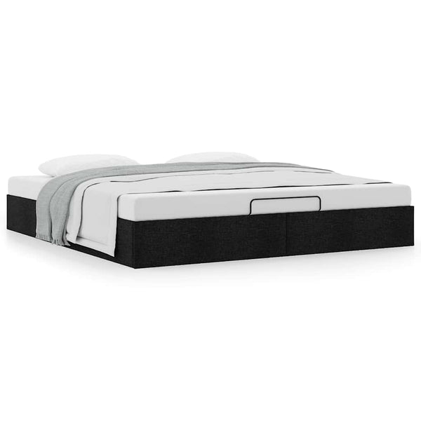 Ottoman Bett 160x200 cm Schwarz Stoff