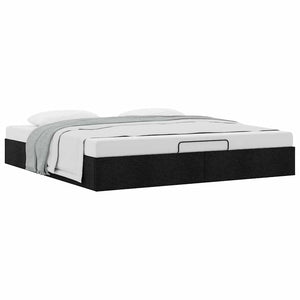 Ottoman Bett 160x200 cm Schwarz Stoff