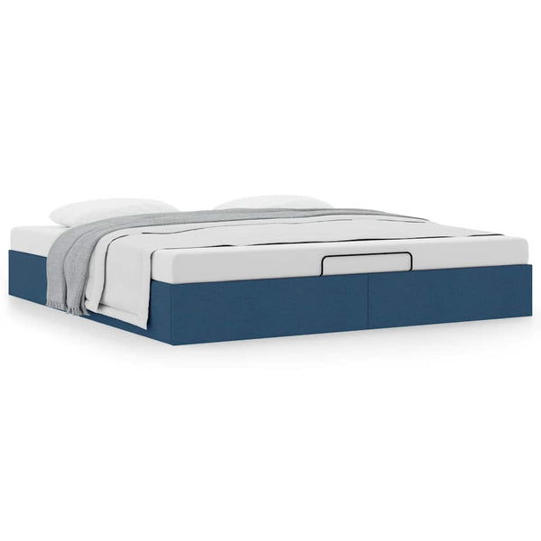 Ottoman Bett 160x200 cm Blau Stoff