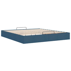 Ottoman Bett 160x200 cm Blau Stoff