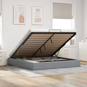 Ottoman Bett 180x200 cm Hellgrau Stoff