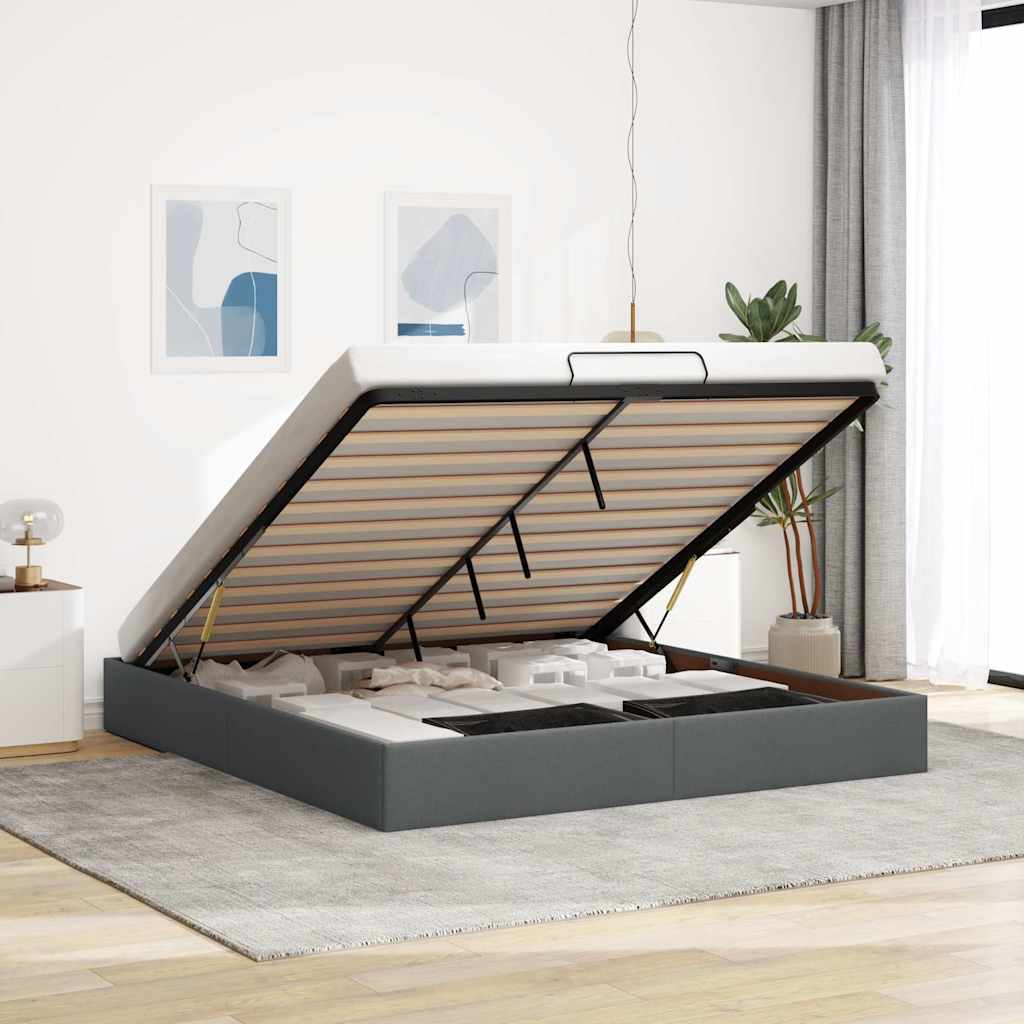Ottoman Bett Dunkelgrau 200x200 cm