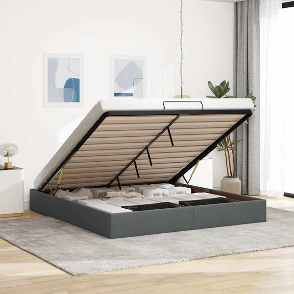 Ottoman Bett Dunkelgrau 200x200 cm