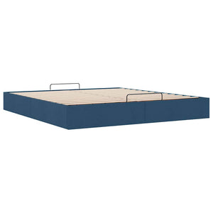 Ottoman Bett 200x200 cm Blau Stoff