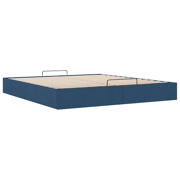 Ottoman Bett 200x200 cm Blau Stoff