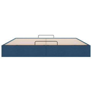 Ottoman Bett 200x200 cm Blau Stoff