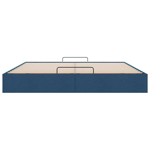 Ottoman Bett 200x200 cm Blau Stoff