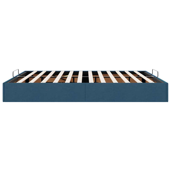 Ottoman Bett 200x200 cm Blau Stoff