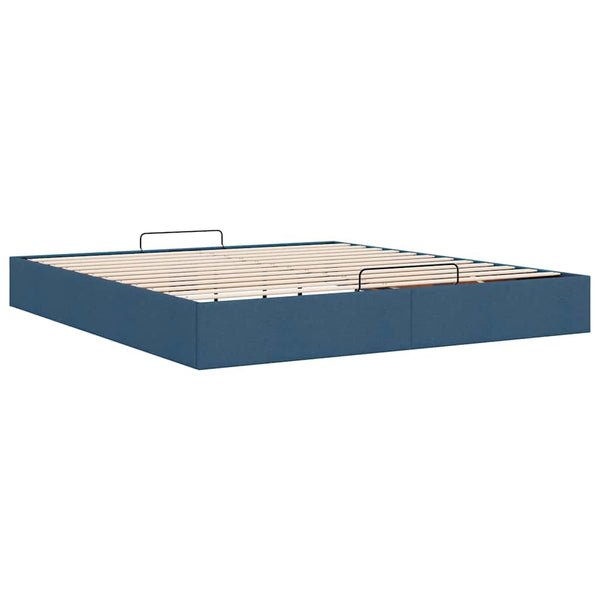 Ottoman Bett 200x200 cm Blau Stoff