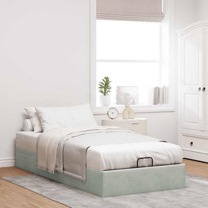 Ottoman Bett Hellgrau 80x200 cm Samt