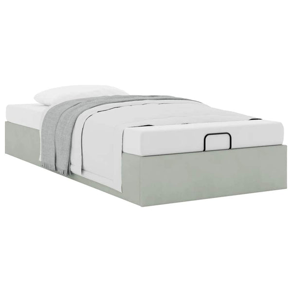 Ottoman Bett Hellgrau 80x200 cm Samt