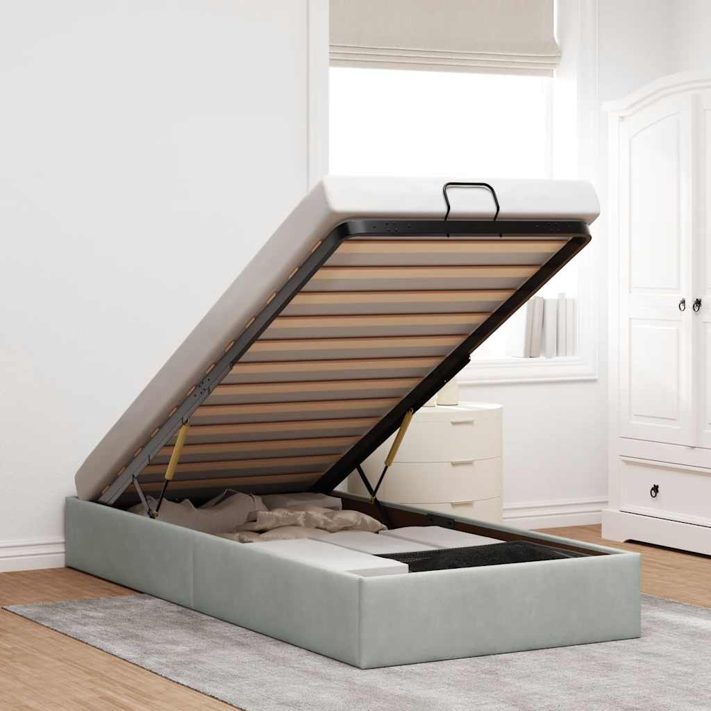 Ottoman Bett Hellgrau 80x200 cm Samt