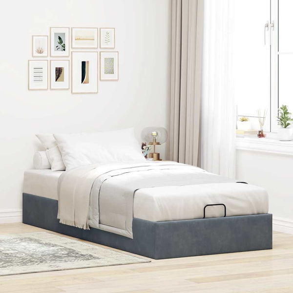 Ottoman Bett 80x200 cm Dunkelgrau Samt