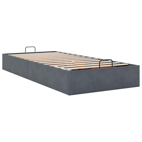 Ottoman Bett 80x200 cm Dunkelgrau Samt