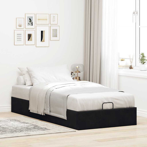 Ottoman Bett 80x200 cm Schwarz Samt