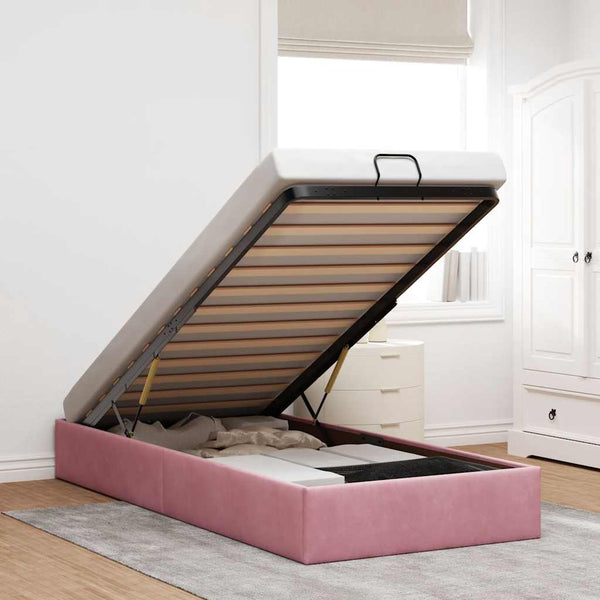 Ottoman Bett Rosa Samt 80x200 cm